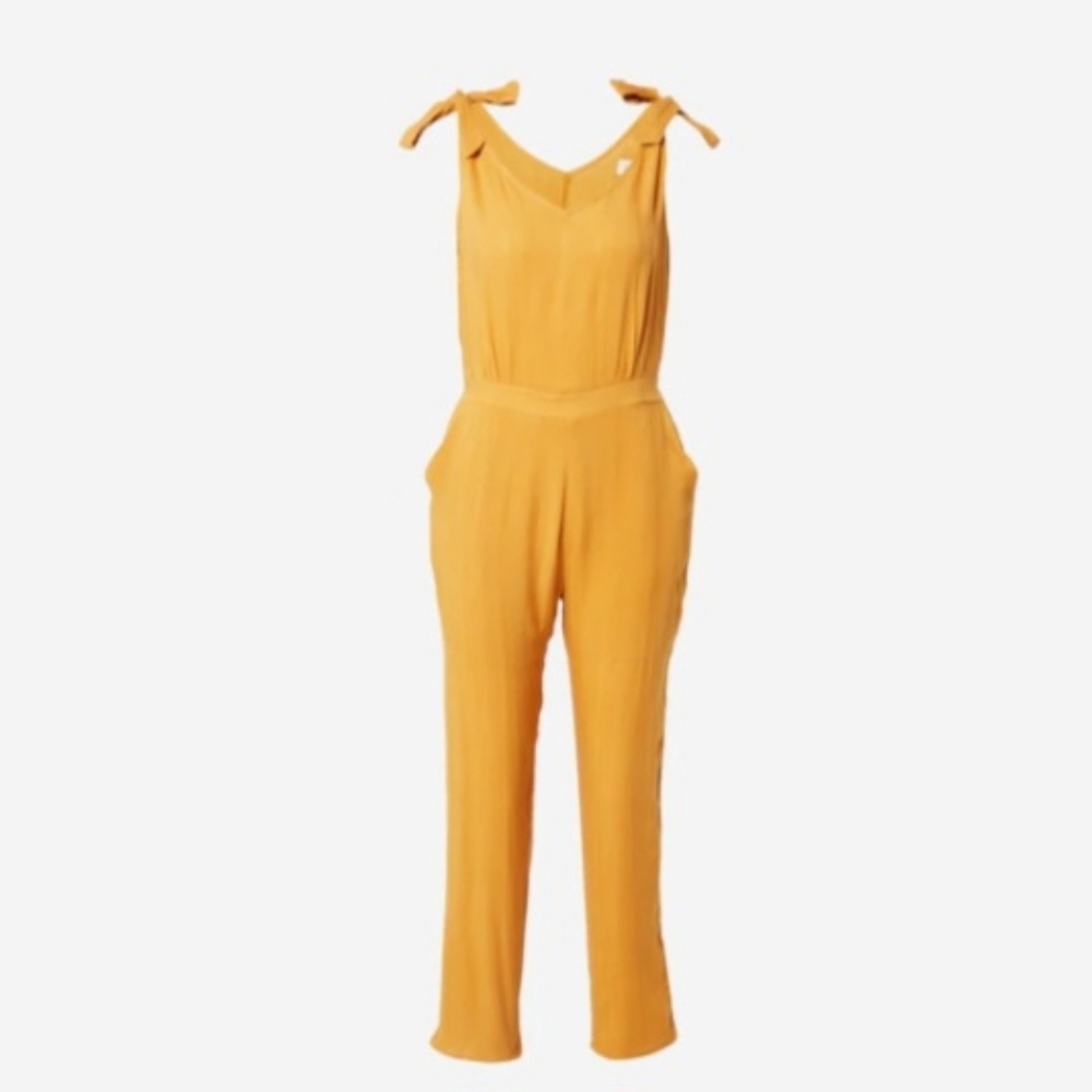NWT Molly Bracken Yellow Ochre Woven Jumpsuit Sz L
